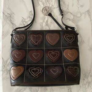 Vintage Brighton Patchwork Hearts Leather Purse Brown Black